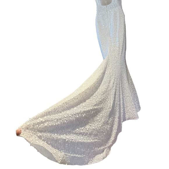 Jane Hill Billie Elegant White Sequined  Wedding Dress Sz 11 - Picture 13 of 13